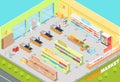 Supermarket Departments Interior 3d Isometric Shop