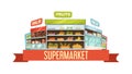 Supermarket Display Stand Retro Composition Poster