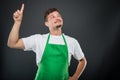 Supermarket employer posing like having good idea Royalty Free Stock Photo