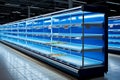 Supermarket with empty shelves concept of scarcity and lack of food Royalty Free Stock Photo