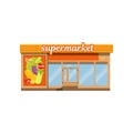 Supermarket facade, store with showcase vector Illustration