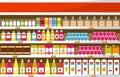 Supermarket Grocery Shelf Store Retail Shop Mall Interior Flat Illustration