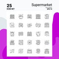 25 Supermarket Icon Set. 100% Editable EPS 10 Files. Business Logo Concept Ideas Line icon design Royalty Free Stock Photo
