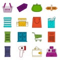 Supermarket icons doodle set