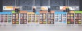 Supermarket Interior Retail Store With Assortment Of Grocery Food On Shelves Horizontal Banner