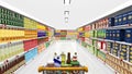 Supermarket interior and shopping