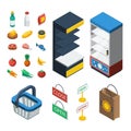 Supermarket Isometric Icon Set
