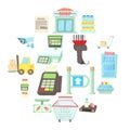 Supermarket items icons set, cartoon style Royalty Free Stock Photo