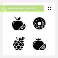 Supermarket items pixel perfect black glyph icons set on white space Royalty Free Stock Photo