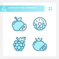 Supermarket items pixel perfect blue RGB color icons set Royalty Free Stock Photo