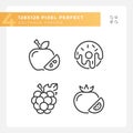 Supermarket items pixel perfect linear icons set Royalty Free Stock Photo