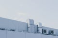 Supermarket large air ventilation system on outdoor top of building. Royalty Free Stock Photo