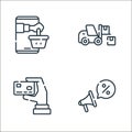supermarket line icons. linear set. quality vector line set such as discount, cit card, warehouse