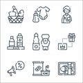 supermarket line icons. linear set. quality vector line set such as fish, canned food, discount, loyalty, ketchup, beverages,