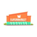Supermarket mall building, colorful vector Illustration
