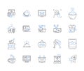 Supermarket line icons collection. Groceries, Aisles, Checkout, Discounts, Produce, Carts, Bakery vector and linear