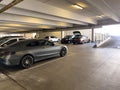 Supermarket parking with luxury mercedes benz and Skoda octavia