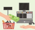 Supermarket Payment Hands Composition