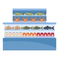 Supermarket. Seafood freezer. Fish shop Royalty Free Stock Photo