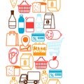 Supermarket seamless pattern with food icons. Royalty Free Stock Photo