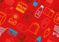 Supermarket seamless pattern with food icons. Royalty Free Stock Photo