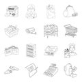 Supermarket set icons in outline style. Big collection of supermarket vector symbol stock illustration Royalty Free Stock Photo