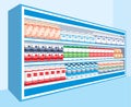Supermarket shelves with dairy products