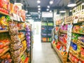 Supermarket shelves filled with FMCG grocery products