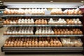 supermarket shelves full of eggs. ai generated