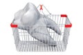 Supermarket shopping basket with tooth inside. Dental services c