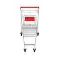 Supermarket shopping cart front view without shadow on white background 3d Royalty Free Stock Photo