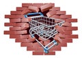 Supermarket Shopping Cart Trolley Breaking Wall Royalty Free Stock Photo