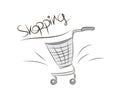 supermarket shopping cart vector illustration, hand drawn, web icon, Graphic, sketch drawing, doodle cartoon