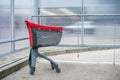 Supermarket shopping carts trolley with red accents Royalty Free Stock Photo