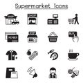 Supermarket, shopping center, shopping mall icon set vector illustration Royalty Free Stock Photo