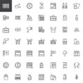 Supermarket shopping products line icons set