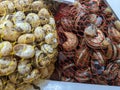 Supermarket snails in nets ready to be sold Royalty Free Stock Photo