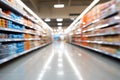 Supermarket store aisle with an abstract and blurred interior backdrop Royalty Free Stock Photo
