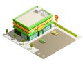 Supermarket Store Building Isometric Exterior View