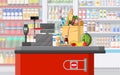 Supermarket store interior with goods. Royalty Free Stock Photo