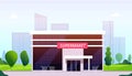 Supermarket street. Hypermarket building front business center shop construction urban store retail supermarket exterior Royalty Free Stock Photo