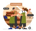 Supermarket workers vector concept Royalty Free Stock Photo