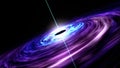 Supermassive black hole feasts on the hot accretion disk around it and at the same time shooting out powerful jets of radiation Royalty Free Stock Photo