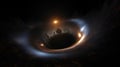 Supermassive black hole with glowing event horizon. Generative AI