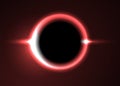 Supermassive Black Hole or Solar Eclipse. Red Deep Space. The Black Hole Destroys The Red Star. Vector Illustration Royalty Free Stock Photo