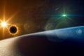Supermassive extraterrestrial life form orbiting planet Earth and makes local solar eclipse