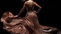 A supermodel wearing a dress made of copper ore. Generative AI