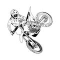 Supermoto Motocross Rider Freestyle Vector Art Design Royalty Free Stock Photo