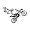 Supermoto Motocross Rider Freestyle Vector Art Design Royalty Free Stock Photo