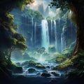 Supernatural Waterfall's Mesmerizing Cascade Royalty Free Stock Photo